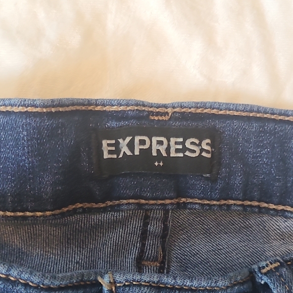 Express Blue Skinny Jeans with Distressed Details - Picture 2 of 4